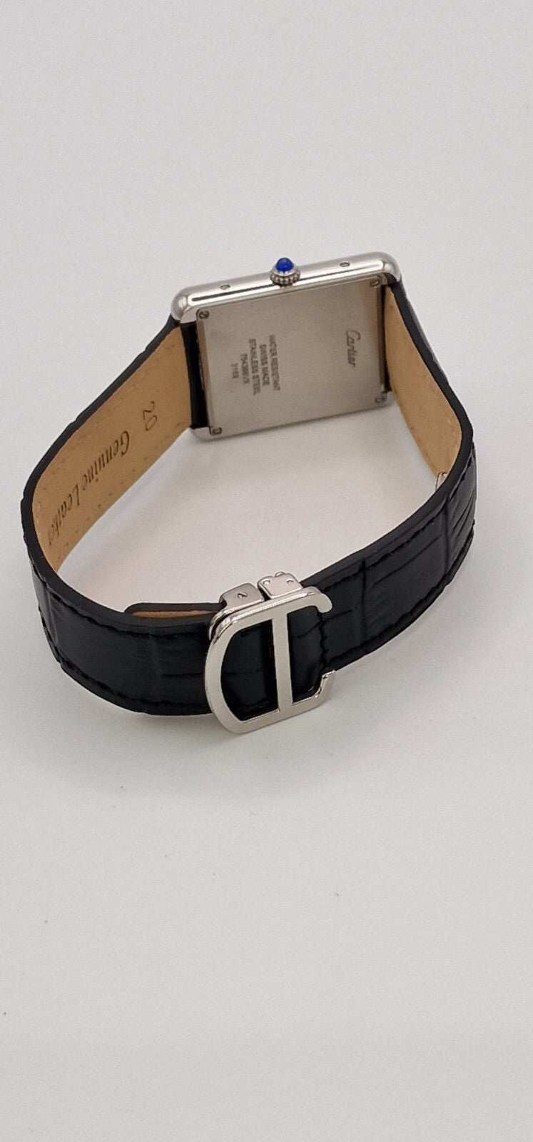 Cartier Tank Solo Steel Watch, Blue Cabochon – photo 14