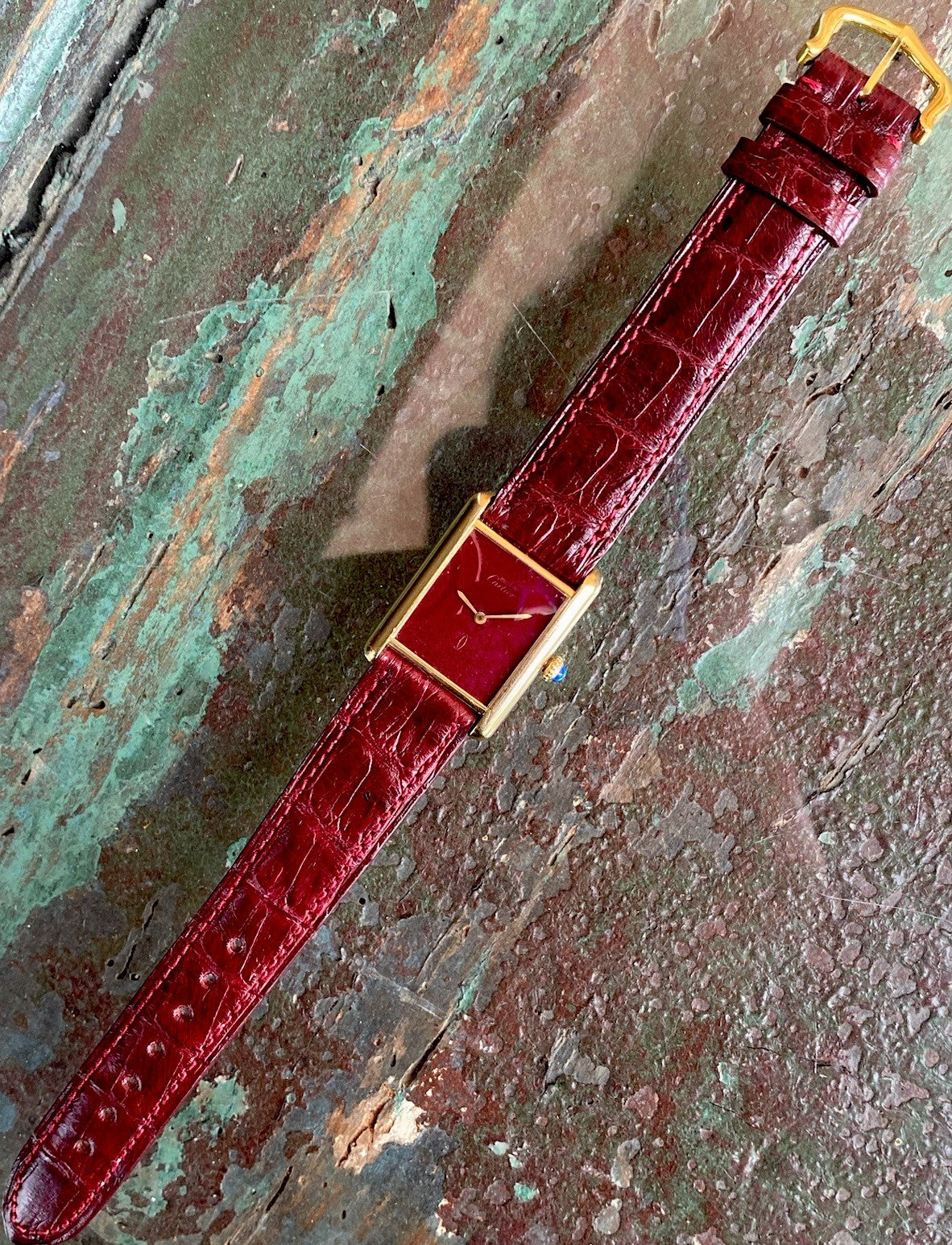 Cartier Tank LM Manual Wind Watch, Burgundy Dial – photo 8