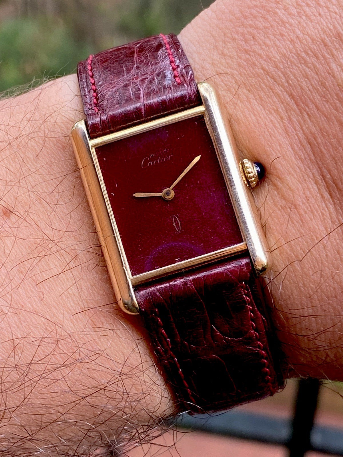 Cartier Tank LM Manual Wind Watch, Burgundy Dial – photo 5