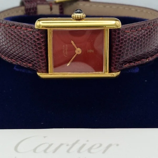 Must de Cartier Tank Red Dial Watch, Ladies