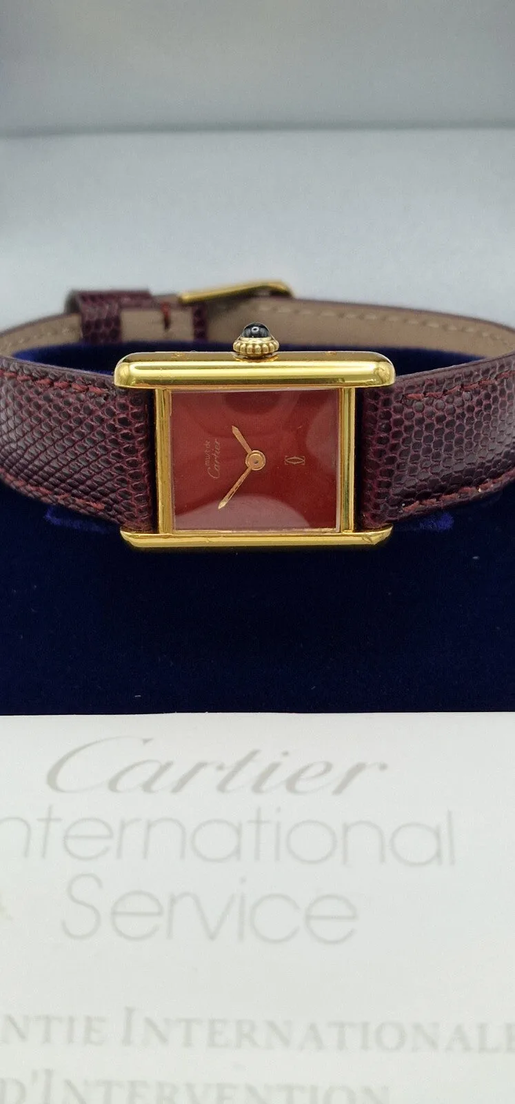 Must de Cartier Tank Red Dial Watch, Ladies