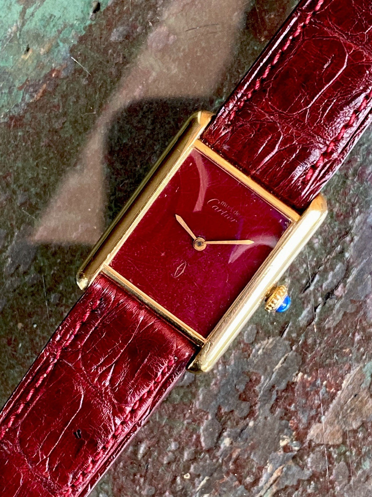 Cartier Tank LM Manual Wind Watch, Burgundy Dial – photo 6