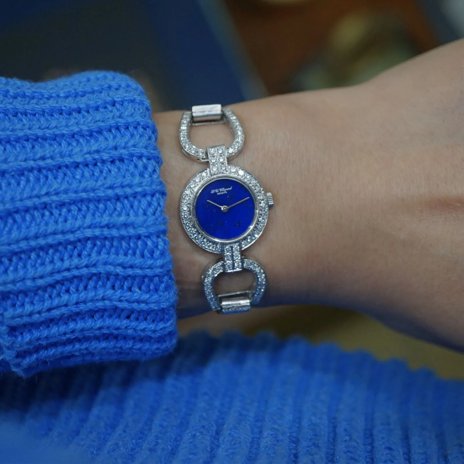 Chopard Diamond Lapis Horsebit Stirrup 18k White Gold – photo 6