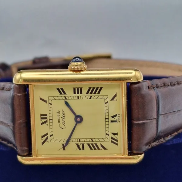Must de Cartier Tank Watch, New Brown Strap