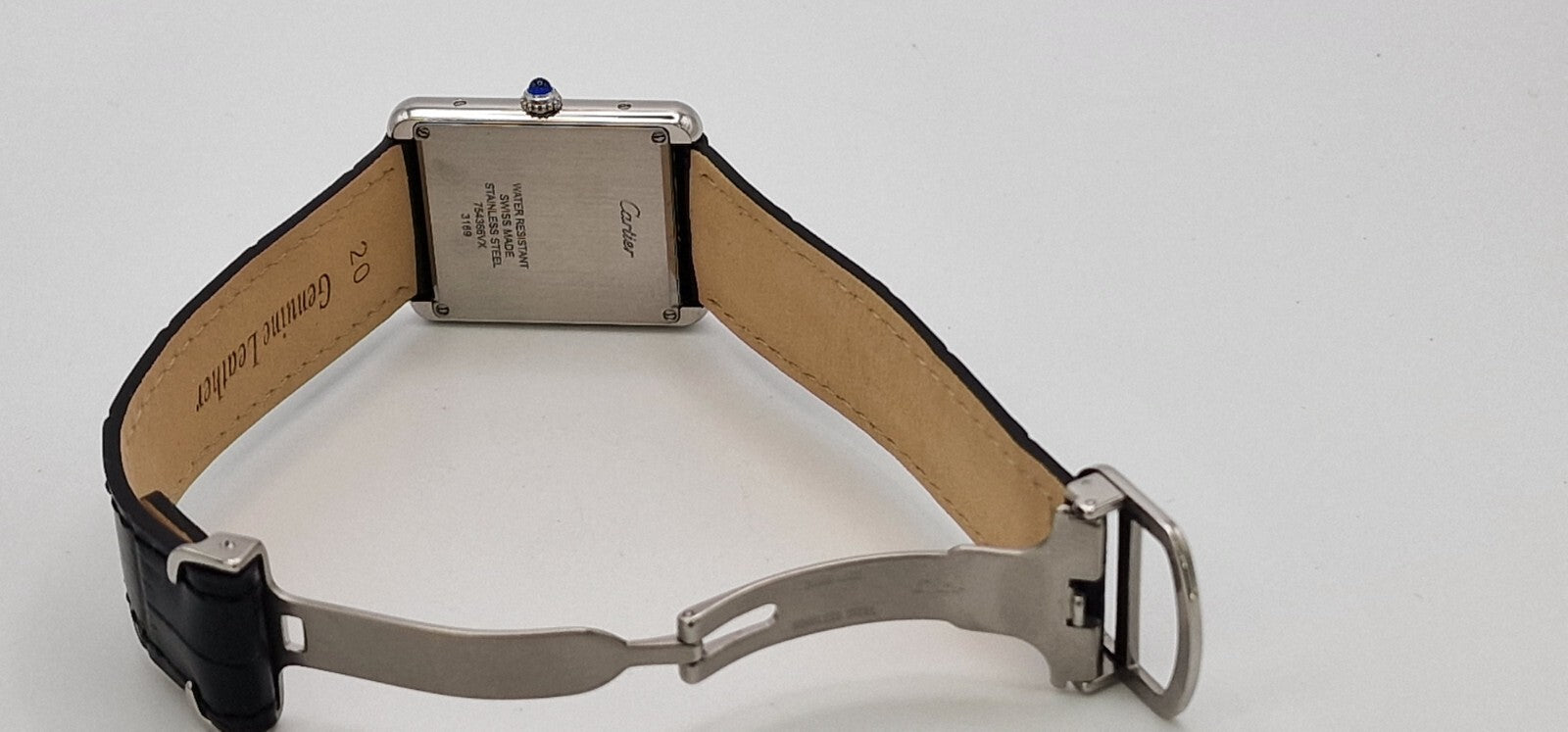 Cartier Tank Solo Steel Watch, Blue Cabochon – photo 13