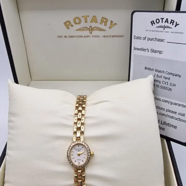 Rotary 9ct Gold Diamond Bezel Ladies Watch