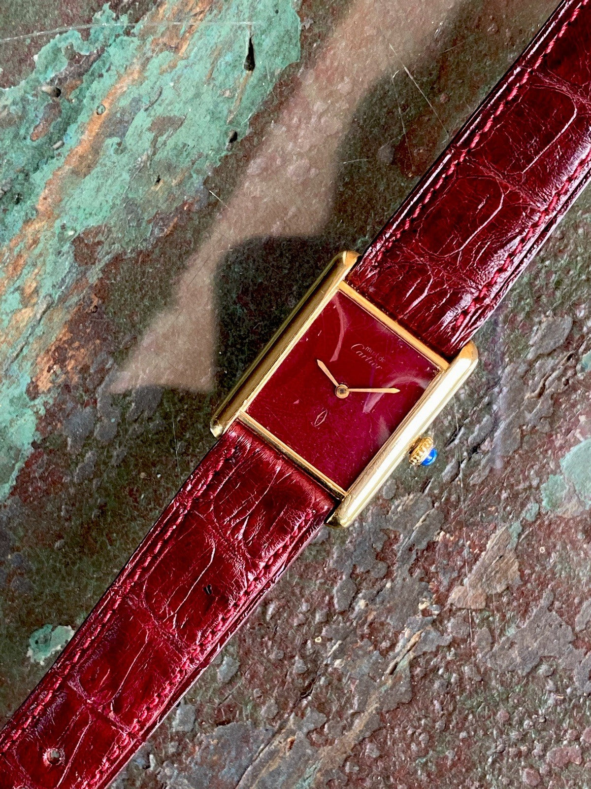 Cartier Tank LM Manual Wind Watch, Burgundy Dial – photo 7