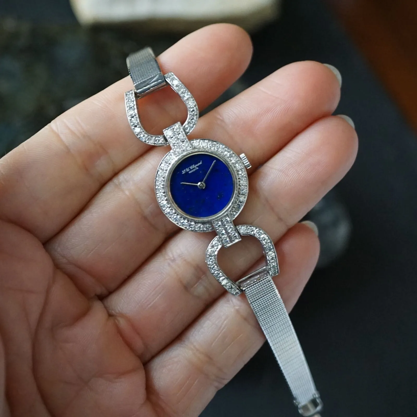 Chopard Diamond Lapis Horsebit Stirrup 18k White Gold – photo 5