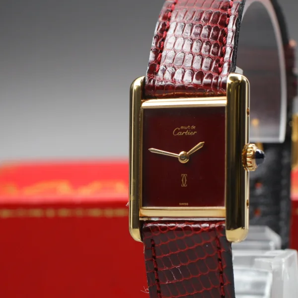 Cartier Must Tank Red Dial Watch, Full Set