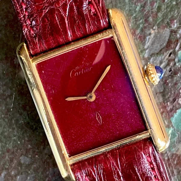 Cartier Tank LM Manual Wind Watch, Burgundy Dial