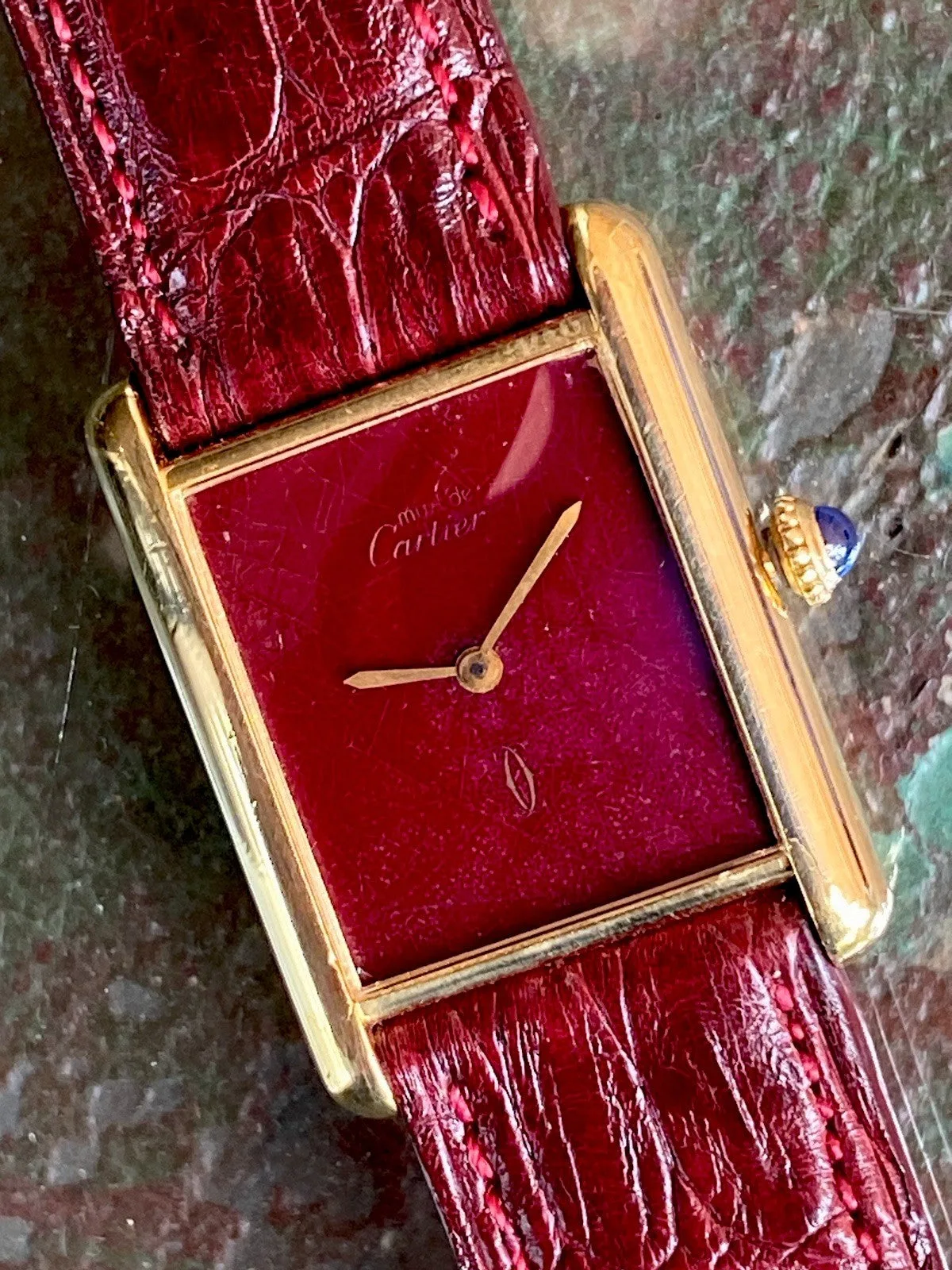 Cartier Tank LM Manual Wind Watch, Burgundy Dial