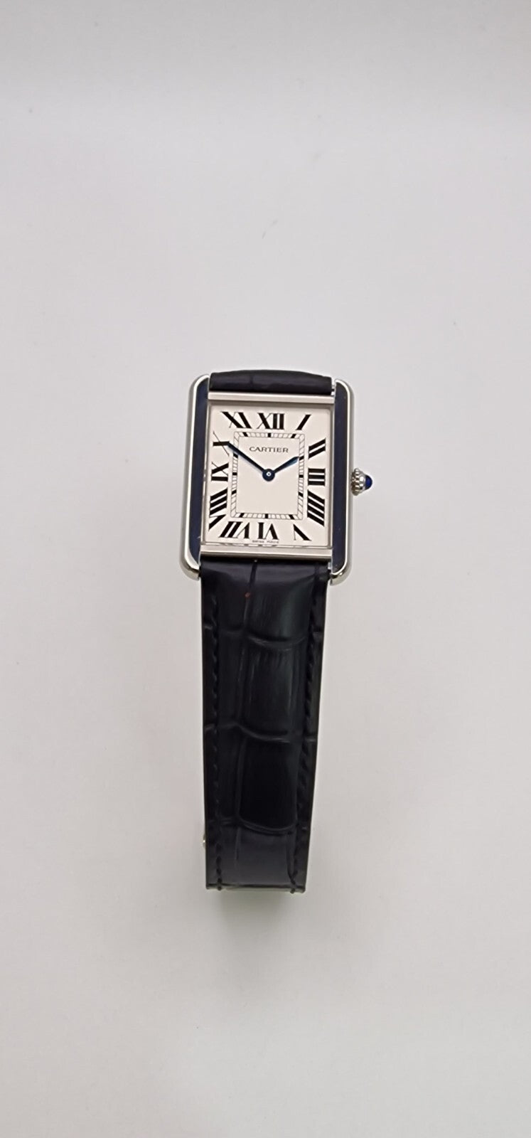 Cartier Tank Solo Steel Watch, Blue Cabochon – photo 5